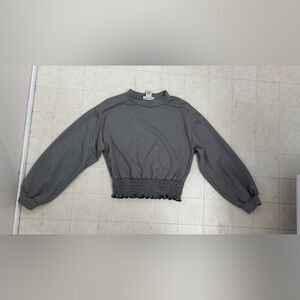 Urban Romantics Small Blue Smocked Waist Cropped Pullover Sweatshirt